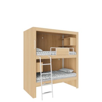 4000 X 900 X 2400mm Wooden Color Fashion Bunk Bed For Youth Hostel Support customization