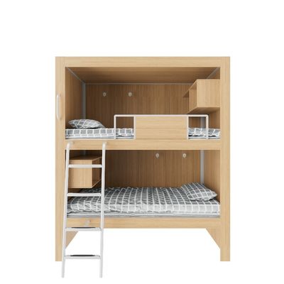 4000 X 900 X 2400mm Wooden Color Fashion Bunk Bed For Youth Hostel Support customization