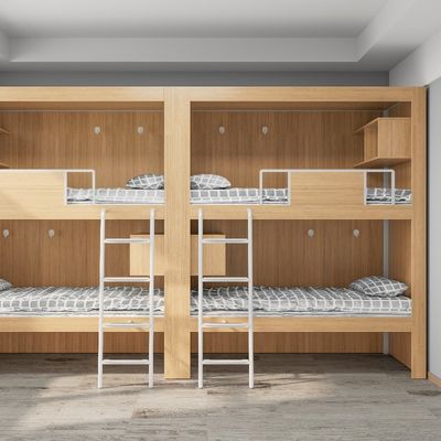 4000 X 900 X 2400mm Wooden Color Fashion Bunk Bed For Youth Hostel Support customization