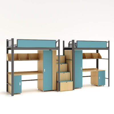 ODM Service Student Bunk Bed With Stairs And Desk For School Dormitory Support customization