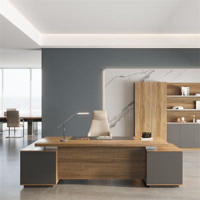 Walnut Color Modern Manager Office Desk Commercial Furniture Support customization