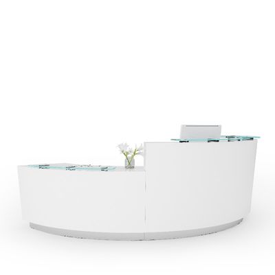 High Gloss Painting Glass Top Reception Desk For Meeting Room Furniture