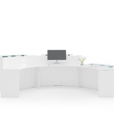High Gloss Painting Glass Top Reception Desk For Meeting Room Furniture