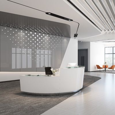 High Gloss Painting Glass Top Reception Desk For Meeting Room Furniture