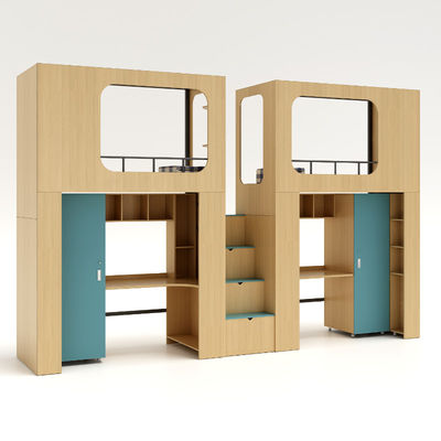Support customization Myidea Office Furniture Colorful Wood Children Bunk Bed For Kindergarten
