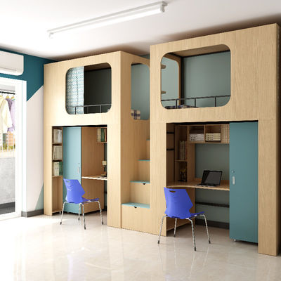 Support customization Myidea Office Furniture Colorful Wood Children Bunk Bed For Kindergarten