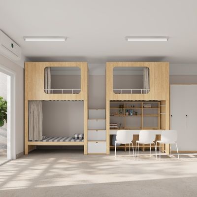 Military Bunk Bed With Storage Cabinet Wood 4600 X 900 X 2400mm Support customization