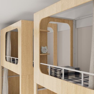 Military Bunk Bed With Storage Cabinet Wood 4600 X 900 X 2400mm Support customization