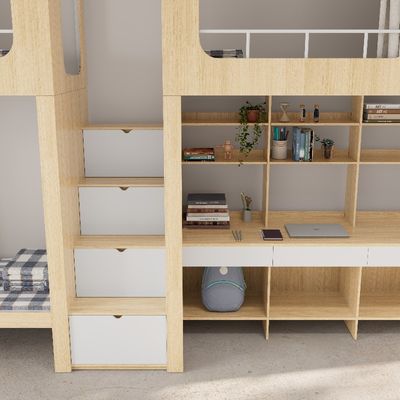 Military Bunk Bed With Storage Cabinet Wood 4600 X 900 X 2400mm Support customization
