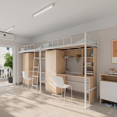 4000 X 900 X 2120mm Adult Metal Frame Bunk Beds With Desk Support customization