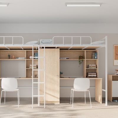 4000 X 900 X 2120mm Adult Metal Frame Bunk Beds With Desk Support customization