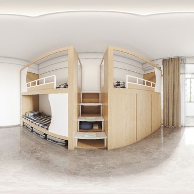 ISO9001 certified capsule apartment bed, three person seat with three person cabinet, customizable design