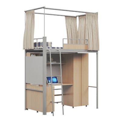 The modern student apartment bed with bed curtain and super privacy under the bed table support customization