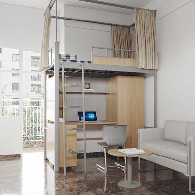 The modern student apartment bed with bed curtain and super privacy under the bed table support customization