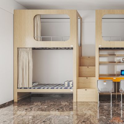 Space utilization and privacy strong three-person apartment bed with shared stairs Support customization