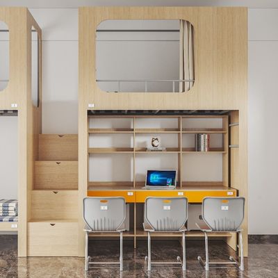 Space utilization and privacy strong three-person apartment bed with shared stairs Support customization