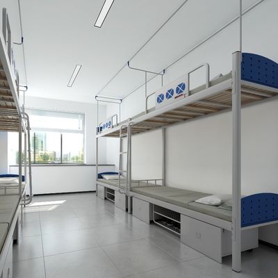 Support customization Stylish and practical student dormitory bunk bed with curtain frame and shoe frame