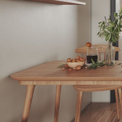 A modern, functional and easily installed wooden dining table for an apartment Support customization
