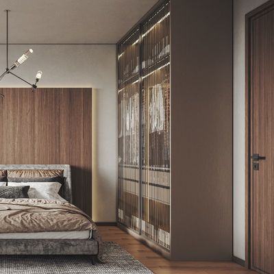 Support customization Stylish and practical large space apartment furniture with glass doors wooden wardrobe