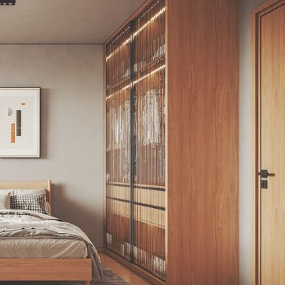 Support customization Stylish and practical large space apartment furniture with glass doors wooden wardrobe