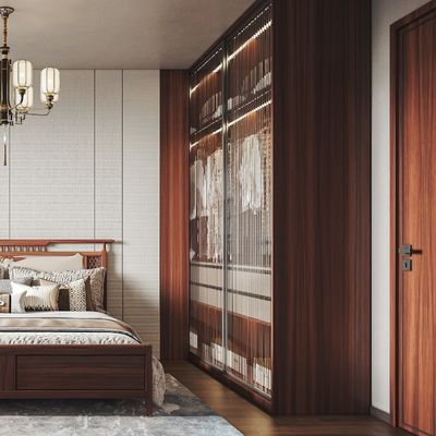Support customization Stylish and practical large space apartment furniture with glass doors wooden wardrobe