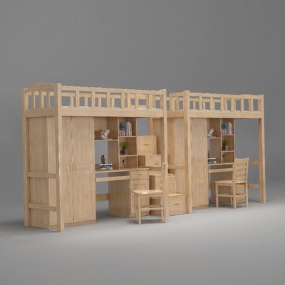 Support customization Modern design, ISO9001-certified student dormitory furniture wooden bed and desk