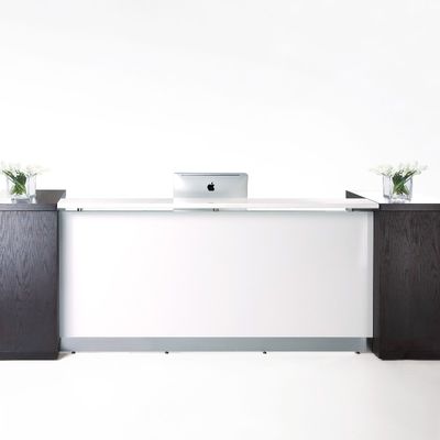 Modern and Contemporary Office Furniture Reception Desk in silver Support customization and white with Myidea Furniture