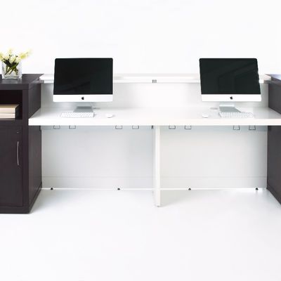Modern and Contemporary Office Furniture Reception Desk in silver and white with Myidea Furniture