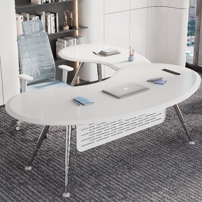 White Snow Mountain Table And Metal Feet , Staff Executive Modern Office Workstation Desk Support customization