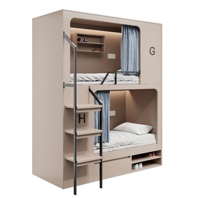 Support customization Modern Apartment Wooden Bunk Beds with Shoe Troughs Assembly Required Grey/Silver