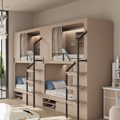 Support customization Modern Apartment Wooden Bunk Beds with Shoe Troughs Assembly Required Grey/Silver