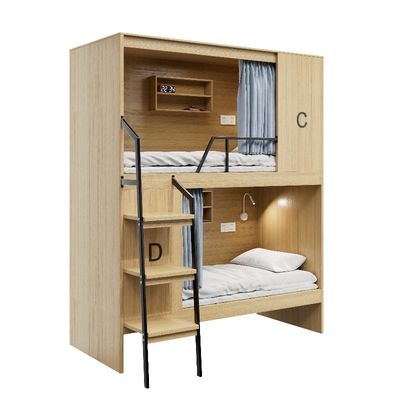 Hostel-Ready Fully Enclosed Modern Apartment Wooden Bunk Beds and Steel Foot Stairs Support customization