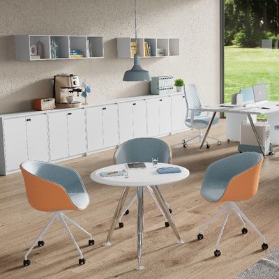 Support customization Modern Style Office Furniture Table With White Countertop And Sturdy Metal Steel Legs