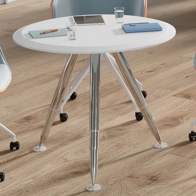 Support customization Modern Style Office Furniture Table With White Countertop And Sturdy Metal Steel Legs