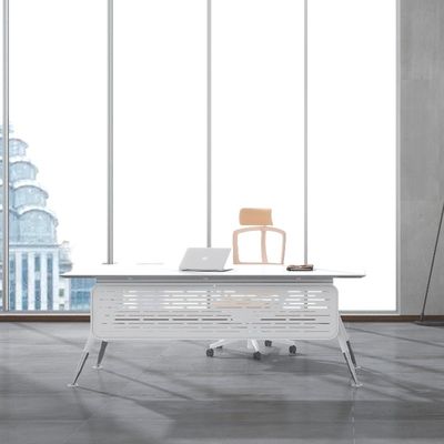 Modern Office Furniture Executive Desk with Metal Feet in Snow White support customization