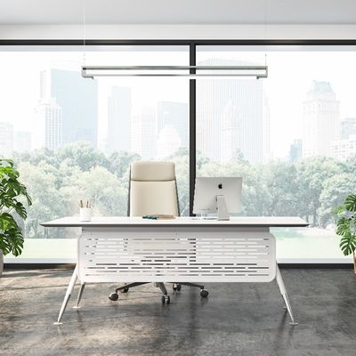 Modern Office Furniture Executive Desk with Metal Feet in Snow White support customization