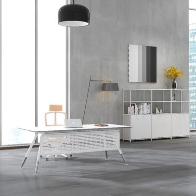 Modern Office Furniture Executive Desk with Metal Feet in Snow White support customization