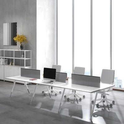 Commercial Office Furniture customization Four-Person Metal Legs Table Customizable White Finish