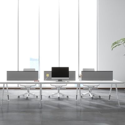 Commercial Office Furniture customization Four-Person Metal Legs Table Customizable White Finish