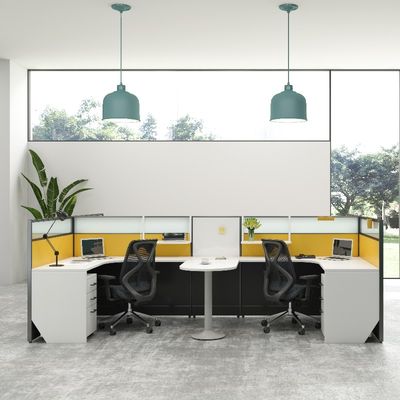 Modern 4 Person Office Furniture Staff Executive Workstation Table With Metle Leg Support customization