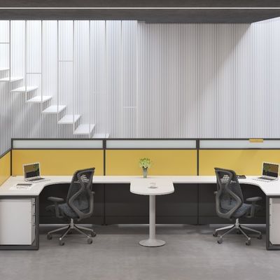 Modern 4 Person Office Furniture Staff Executive Workstation Table With Metle Leg Support customization