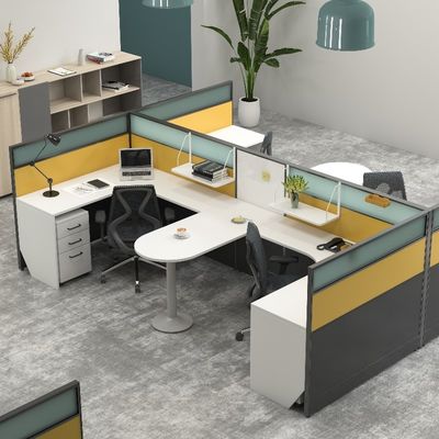 Modern 4 Person Office Furniture Staff Executive Workstation Table With Metle Leg Support customization