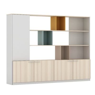 Support customization Nordic Oak Color File Cabinet Upper Display Cabinet made in Foshan factory Myidea Lower Layer With Lock Cabinet Customized