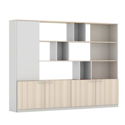 Support customization Nordic Oak Color File Cabinet Upper Display Cabinet made in Foshan factory Myidea Lower Layer With Lock Cabinet Customized