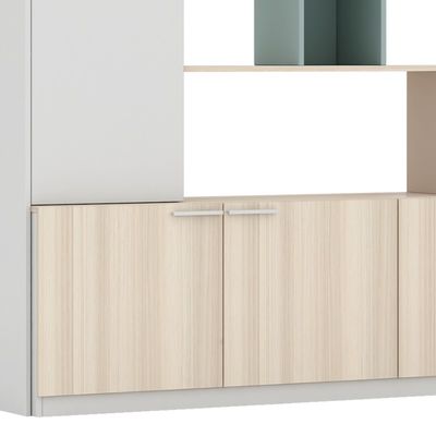 Support customization Nordic Oak Color File Cabinet Upper Display Cabinet made in Foshan factory Myidea Lower Layer With Lock Cabinet Customized