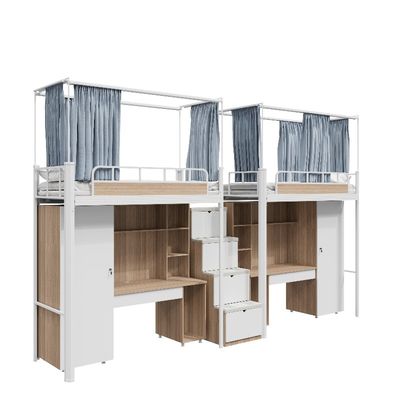 Support customization Apartment Bed With Non-Slip Silent Storage Ladder And Storage Cabinets And Bed Curtains