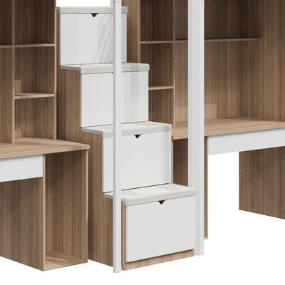 Support customization Apartment Bed With Non-Slip Silent Storage Ladder And Storage Cabinets And Bed Curtains