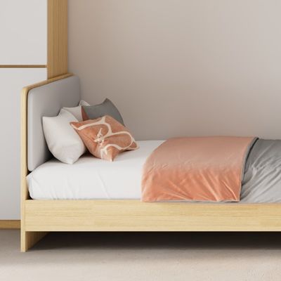 Support customization Practical And Secluded Apartment Bed With Comfortable Leather Backrest And Shelf Dividers