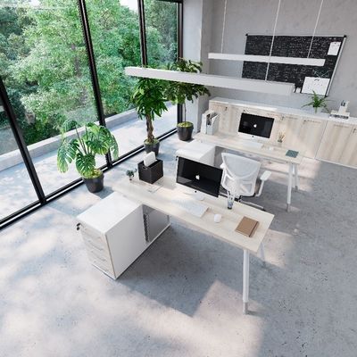 Streamlined Design Single Office Desk With Storage Cabinet for Commercial Furniture Support customization
