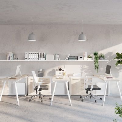 Streamlined Design Single Office Desk With Storage Cabinet for Commercial Furniture Support customization